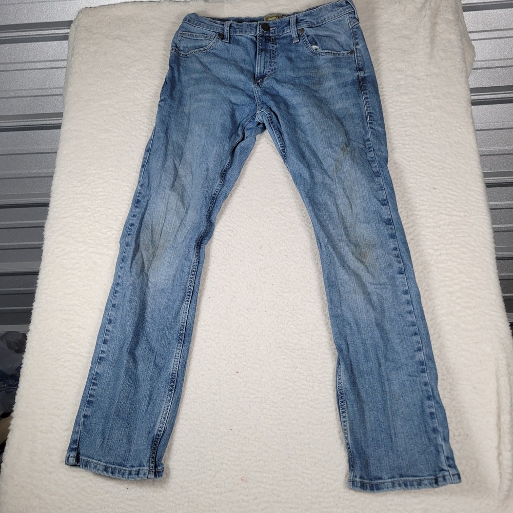 Wrangler 20X No. 42 Jeans Mens 32x32 Blue Straight Leg Medium Wash Stained